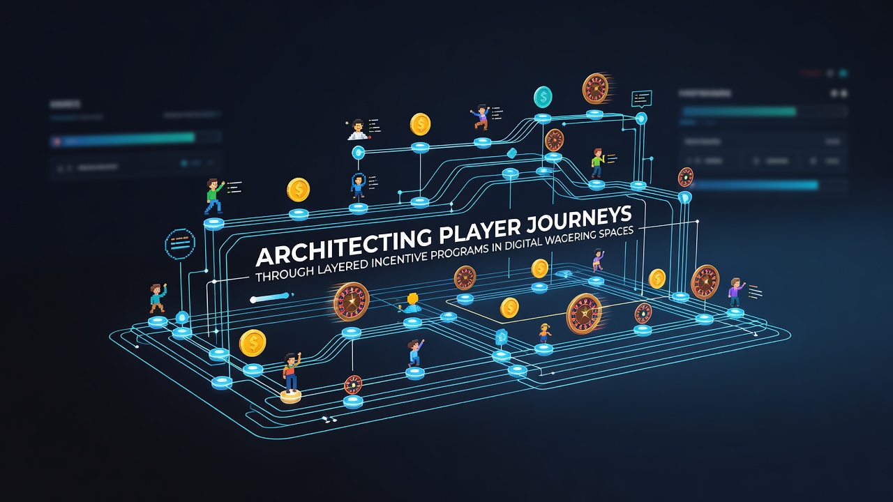 Layered incentive structures guiding players through digital wagering platforms with tiered rewards and journey mapping visuals