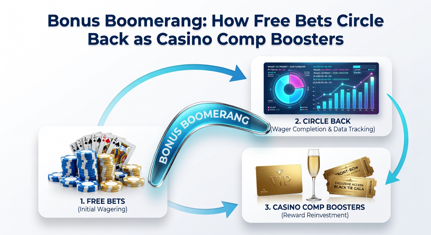 Graphic showing a flowchart from sportsbook free bet to casino VIP lounge perks, with arrows looping back like a boomerang