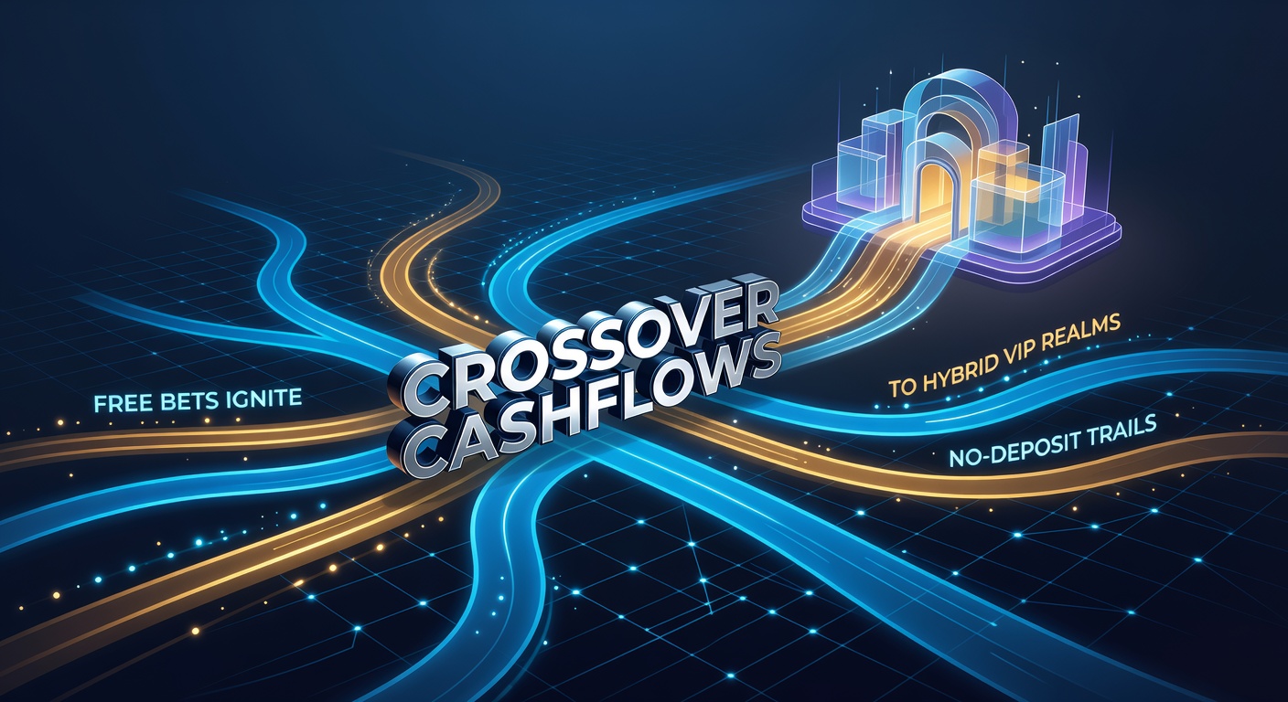 Illustration of free bet icons flowing into a glowing VIP gateway on a hybrid betting platform, symbolizing crossover promotions