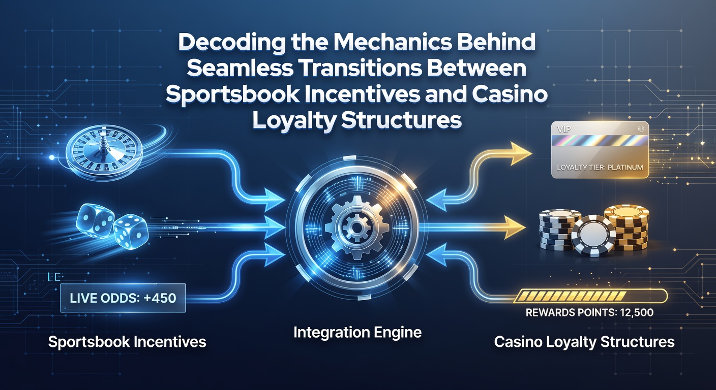 Illustration showing the integration of sportsbook bonuses flowing into casino loyalty programs with connected icons and pathways