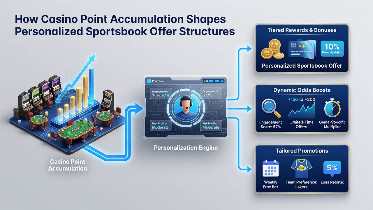 Sportsbook dashboard displaying personalized offers derived from casino loyalty points