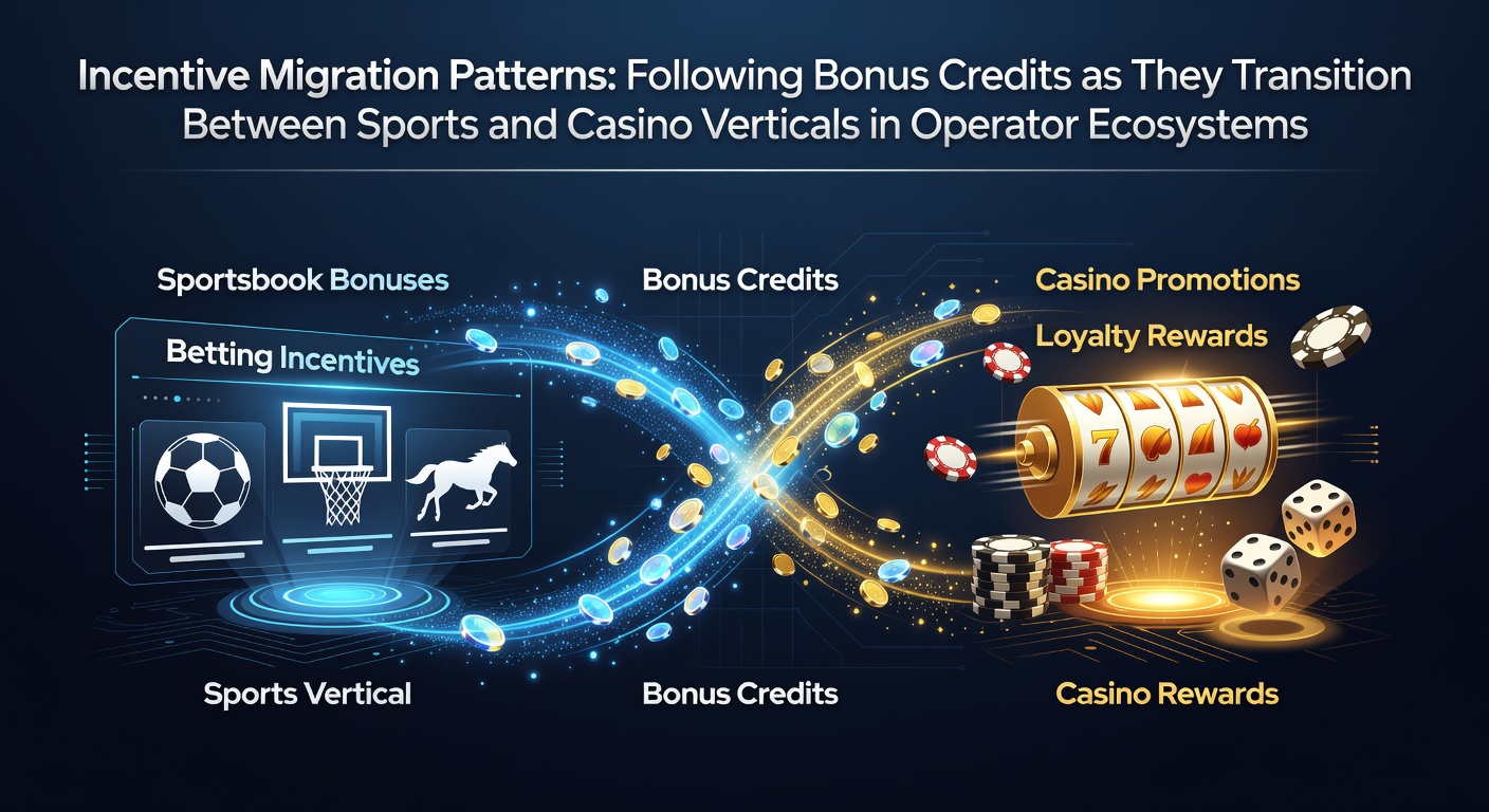 Diagram showing bonus credit flows between sports betting and casino sections in operator platforms