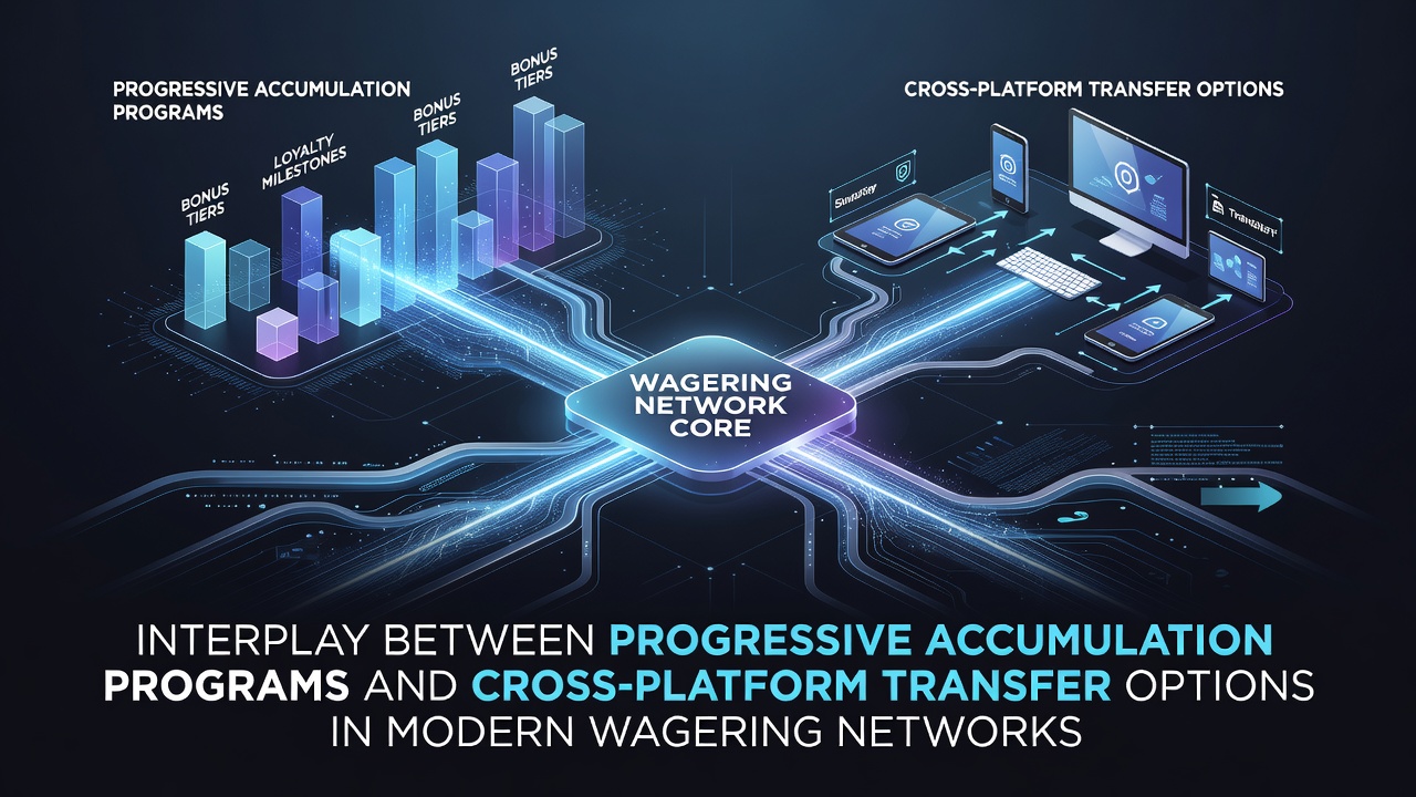Illustration of interconnected wagering platforms showing loyalty points flowing between sportsbook and casino sections