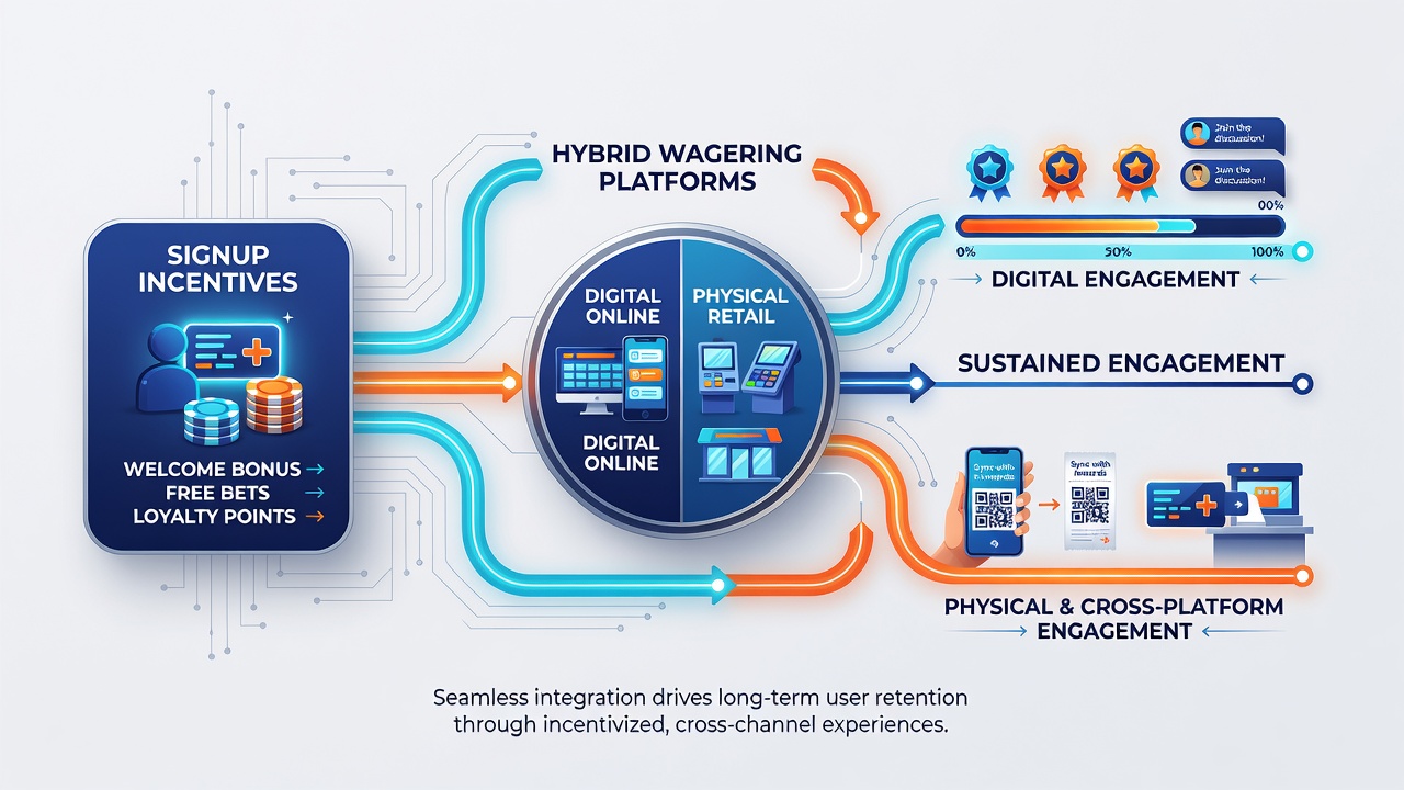 Diagram depicting data flows and engagement loops between sports betting and casino sections within hybrid platforms
