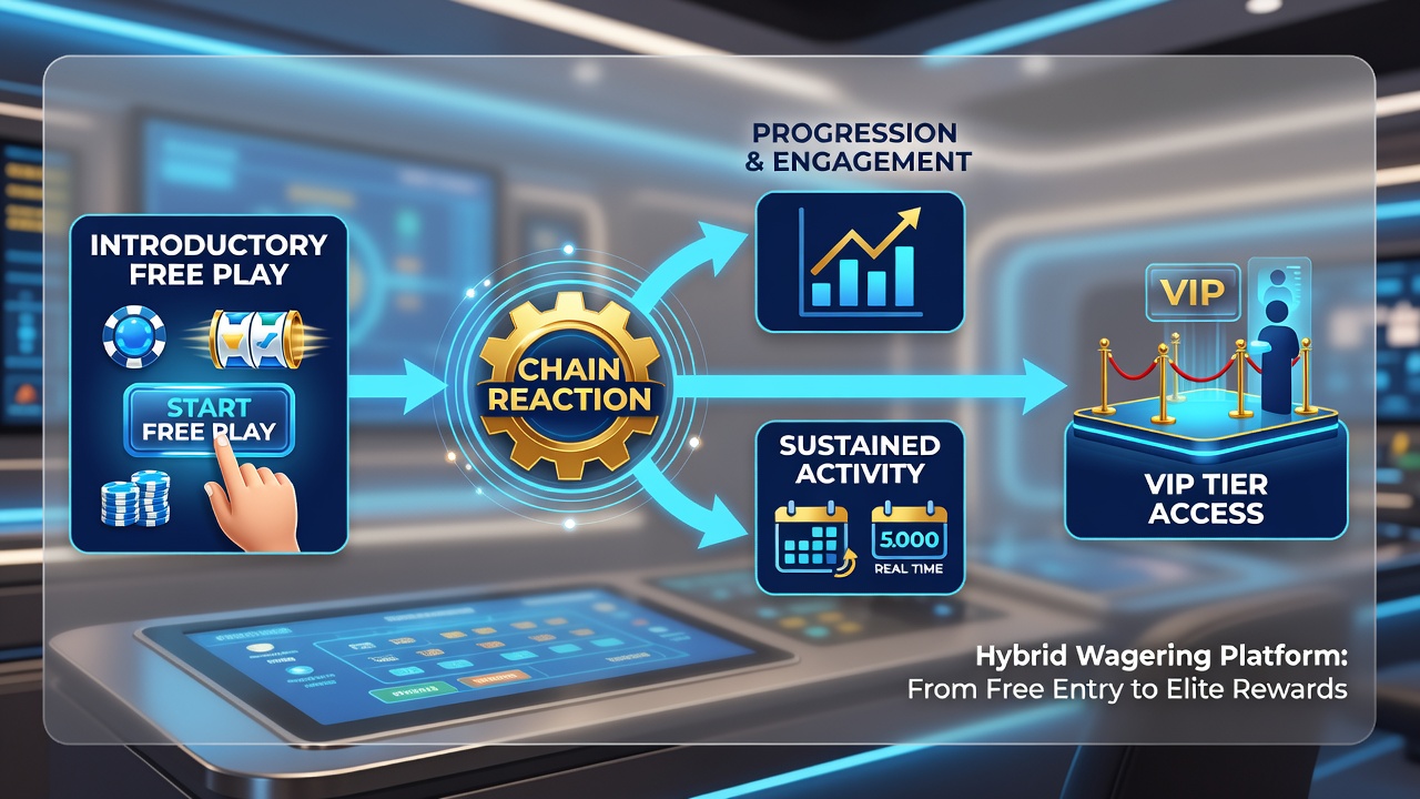 Diagram depicting data flow from user activity to VIP tier evaluation in combined betting and casino platforms