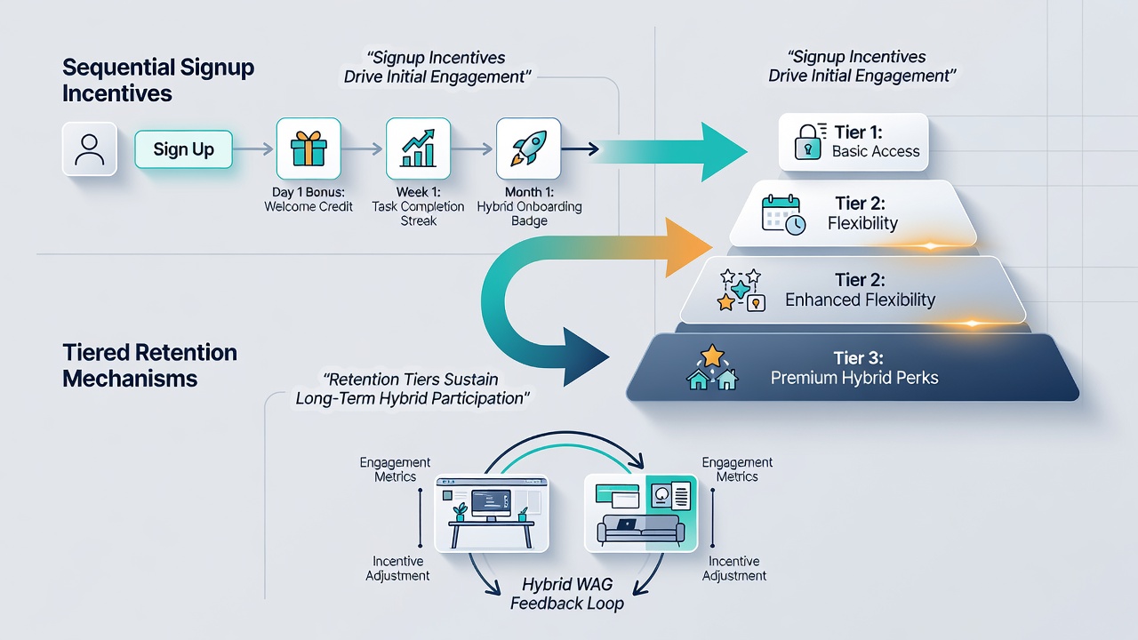 Diagram depicting data flow from initial signup bonuses into progressive VIP tiers within a combined sports and casino platform